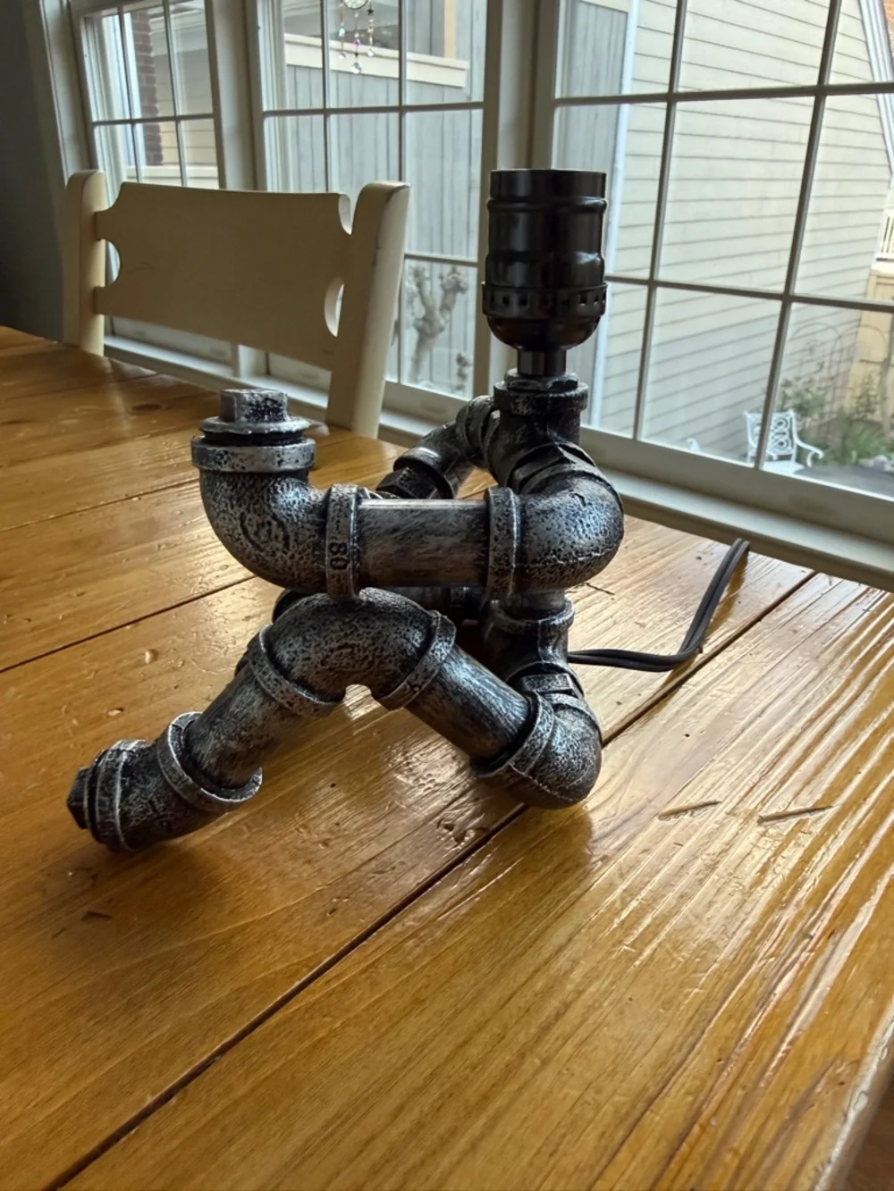 Metal Pipe Sitting Man Desk Table Lamp Light Metal Art Funky Deco Man Cave